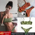 Новинка 2017 года Для женщин бандажный купальник пуш-ап бюстгальтер с мягкими чашечками и бикини, набор, Одноцветный купальник, Треугольники купальный Для женщин сексуальный пляжный костюм