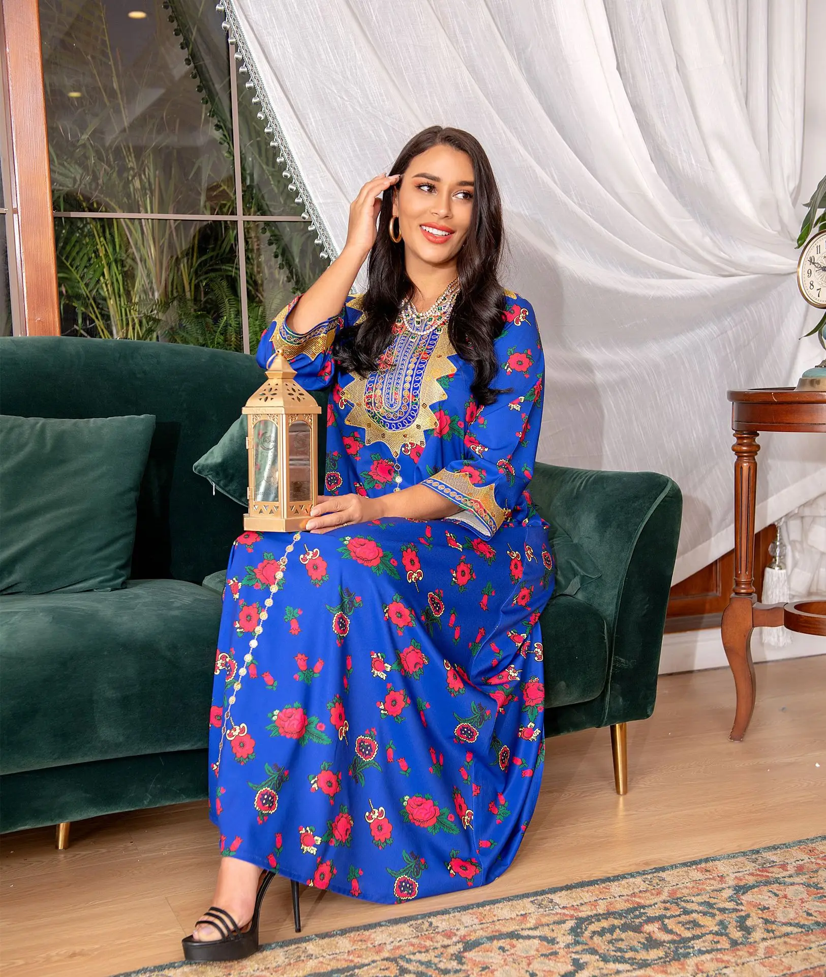 Рамадан ИД Дубай абайя джалабия кафтан мусульманский женский с длинным рукавом