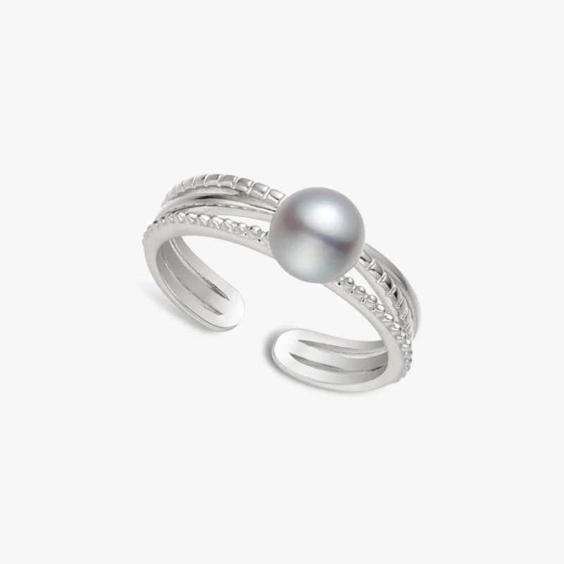 

Sudrov 2020 New Sterling Silver Real Linen Sea Pearls Ring for Women Trendy Exquisite Little Finger Ring Single Ring Temperament
