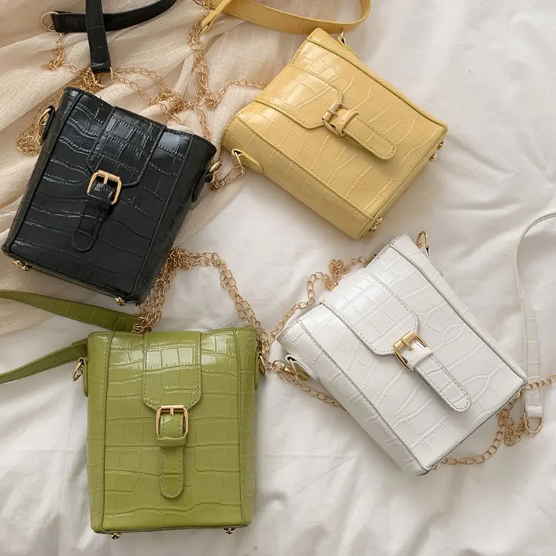 

New 2020 Crossbody Bags for Women Synthetic Leather Chain Shoulder Bag Bucket Female Handbags