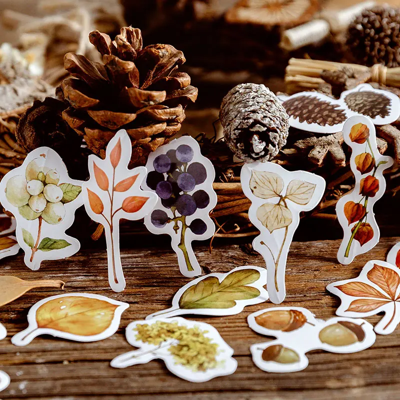 46 pcs Autumn deciduous fruit paper sticker Mini adhesive Sticker Decoration diy Scrapbooking Seal stamp Bullet Journal Stickers | Дом и сад