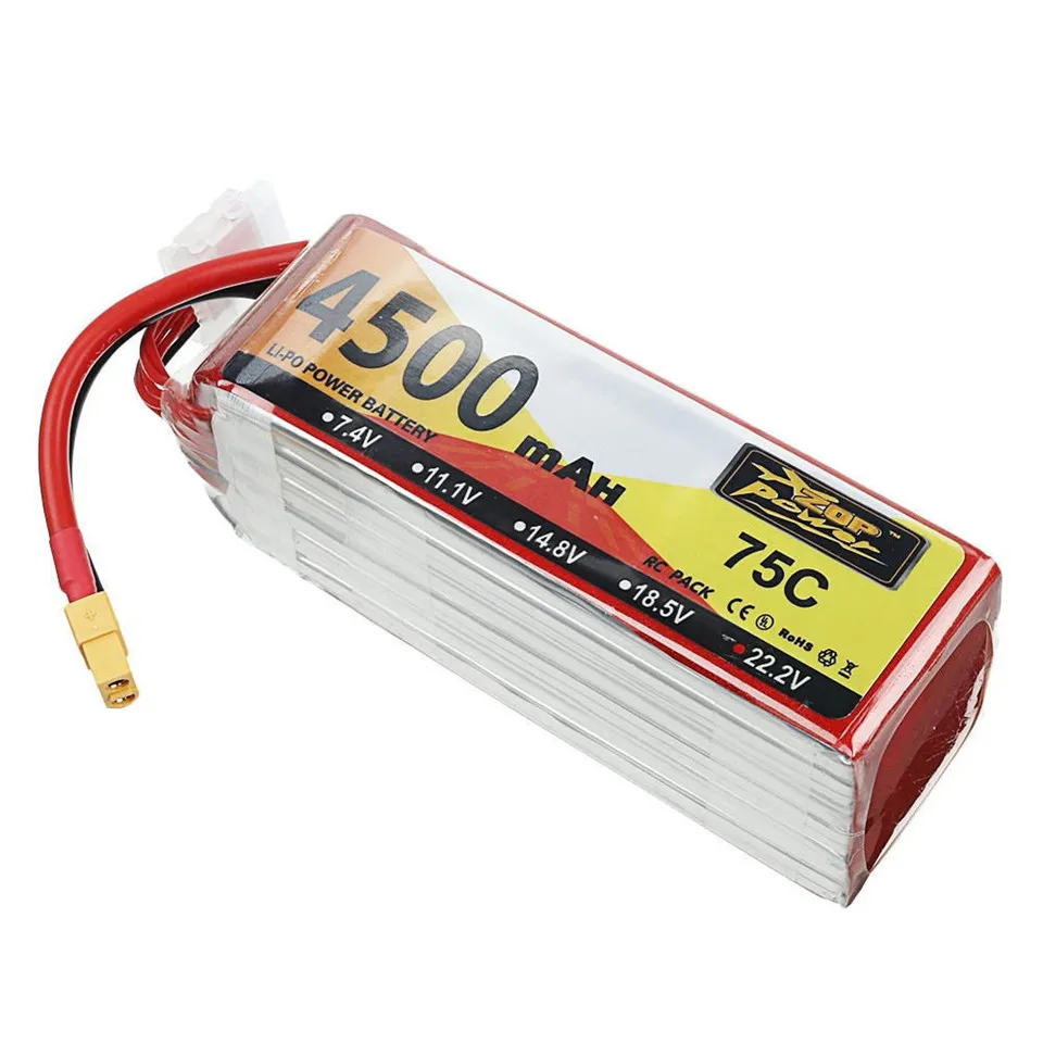 ZOP Power 4S 5S 6S 4500mah 5000Mah Lipo Battery 14.8V 18.5V 22.2V 45C 75C XT60 Plug For FPV RC Racing Drone Car Spare Parts on - Аккумулятор ZOP Power 4S 5S 6S 4500 мАч 5000 мАч LiPo 14,8 В 18,5 В 22,2 В 45C 75C с разъемом XT60 для запасных частей FPV RC 