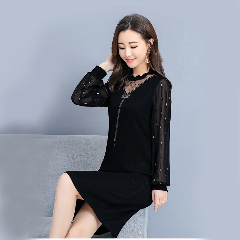 Новое модное весенне осеннее леопардовое платье с длинными рукавами женское