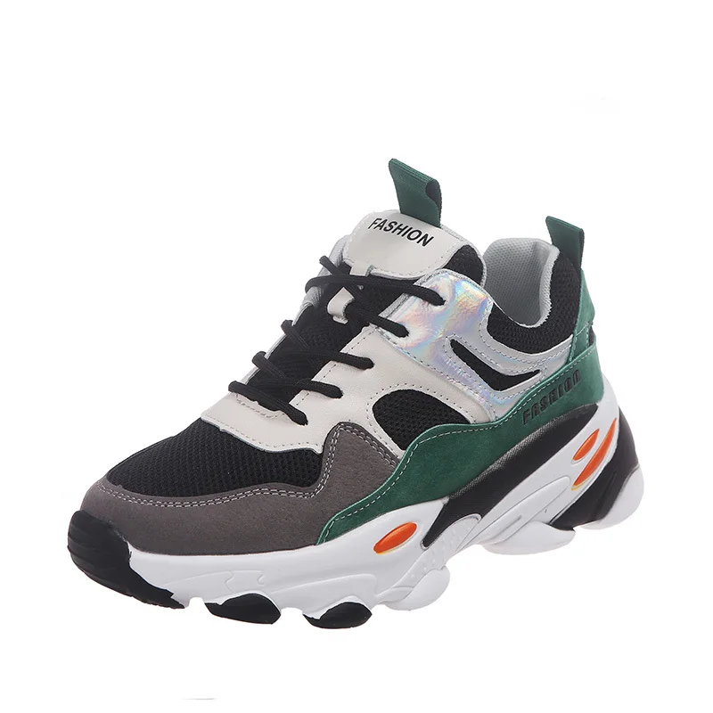 Женские кроссовки на толстой подошве Fujin дышащие разных цветов с перекрестной