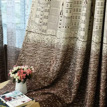Шторы с принтом "замок" для маленьких принцесс, мальчиков, детей, затемненные шторы для спальни, свадьбы, гостиной, украшения из марли, P230C - Цвет: color 1 cloth