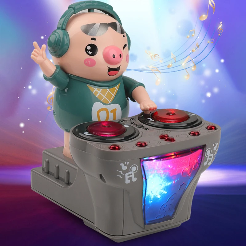 

DJ Электрический музыкальный танцующий поросенок игрушка рок-светильник музыкальные детские игрушки Электрический кукольный светильник и...