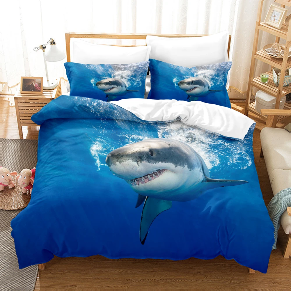 

Dolphin Shark Bedding Set Single Twin Full Queen King Size Ocean Fish Bed Set Children's Kid Bedroom Duvetcover Sets 3D Print 13