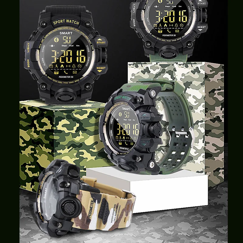 Водонепроницаемые спортивные Смарт часы EX16S камуфляжные уличные умные с