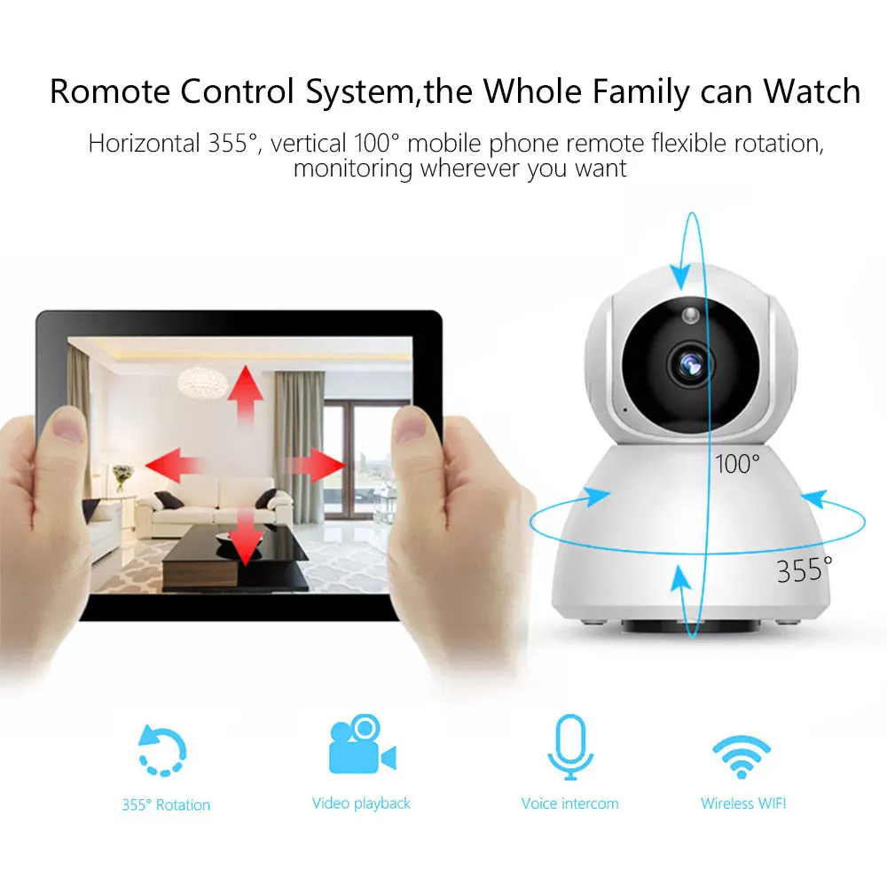 ip camera home security camera with rotatable night vision motion detection wifi camera for home office baby monitor v380 free global shipping