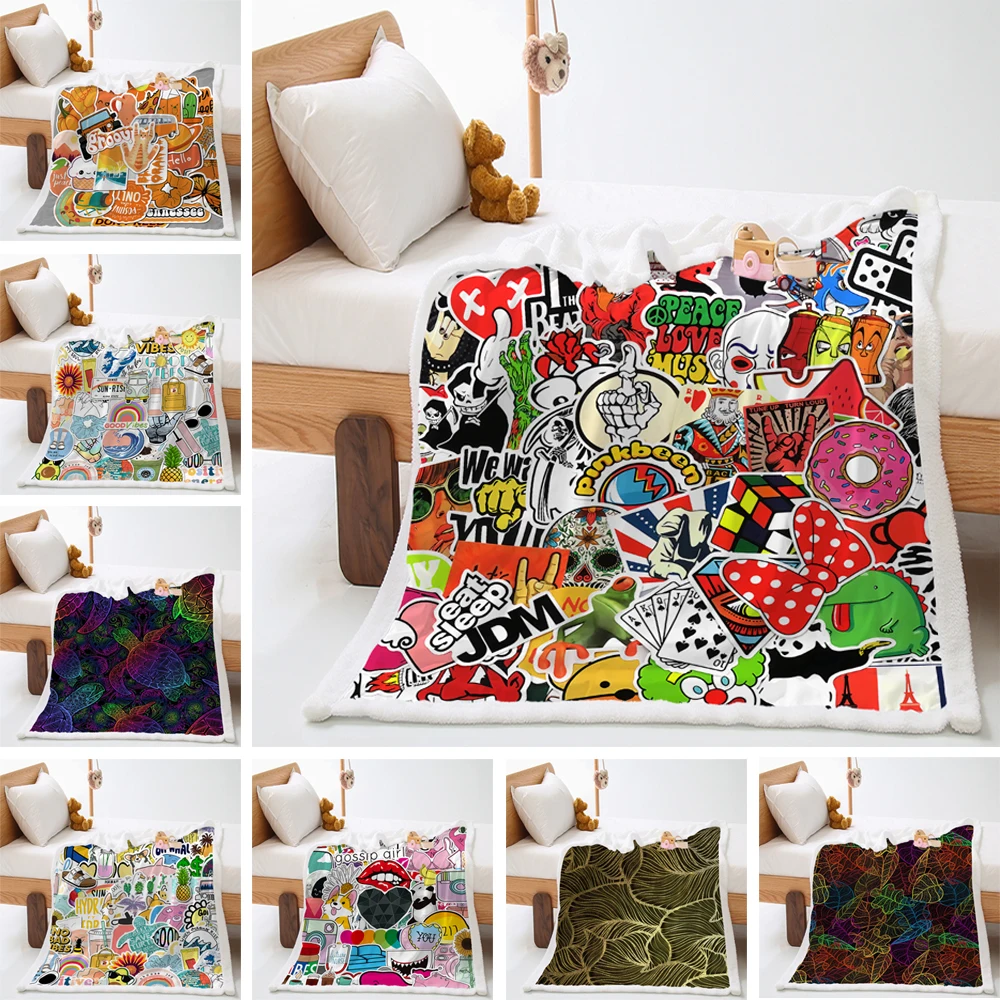 

Colorful Turtle Print Sherpa Blanket Kids Fleece Throw Blanket for Sofa Couch Bed Throw Plush Blanket Ultra Soft for Adult Teens