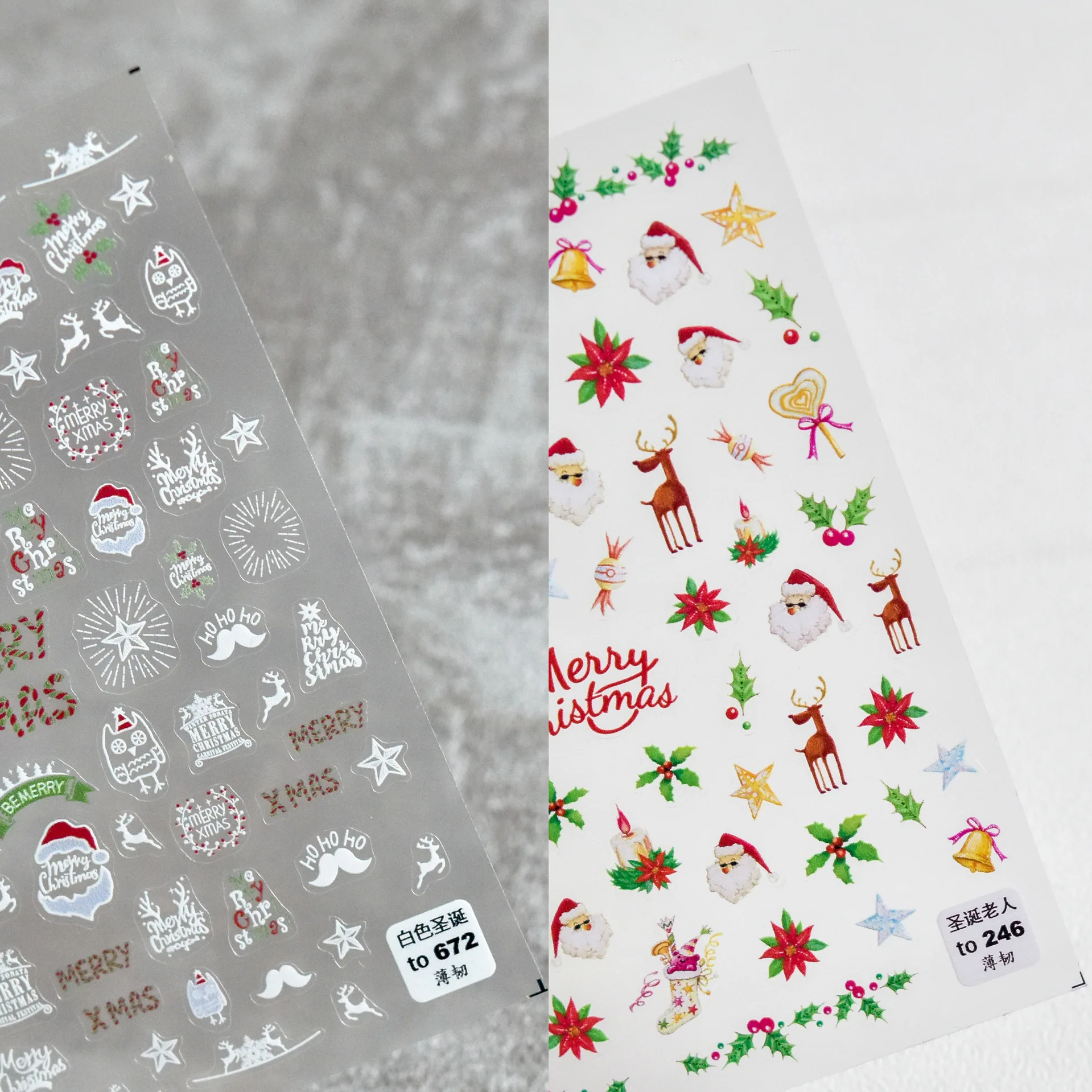 

1 Sheet Nail Stickers High Quality Merry Christmas Santa Claus Design Adhesive Stickers Winter Nail Art Decoration