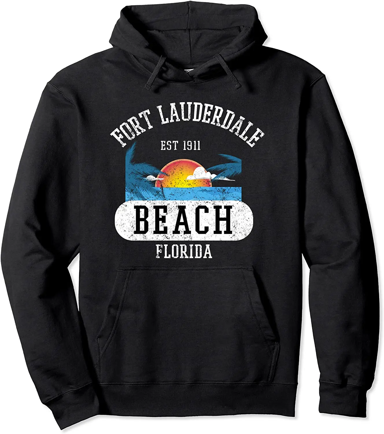 

Fun Fort Lauderdale FL Beach Novelty Vintage Graphic Art Pullover Hoodie