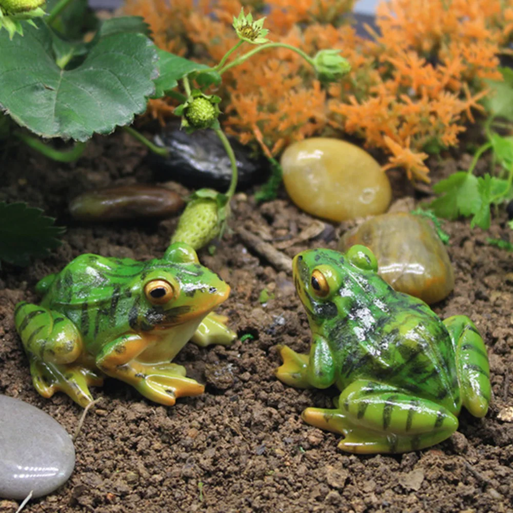 

Resin Frog Statue Life Like Mini Durable Terrarium Micro Landscape Frog Animal Figurine Desktop Home Pond Fish Tank Yard Decor