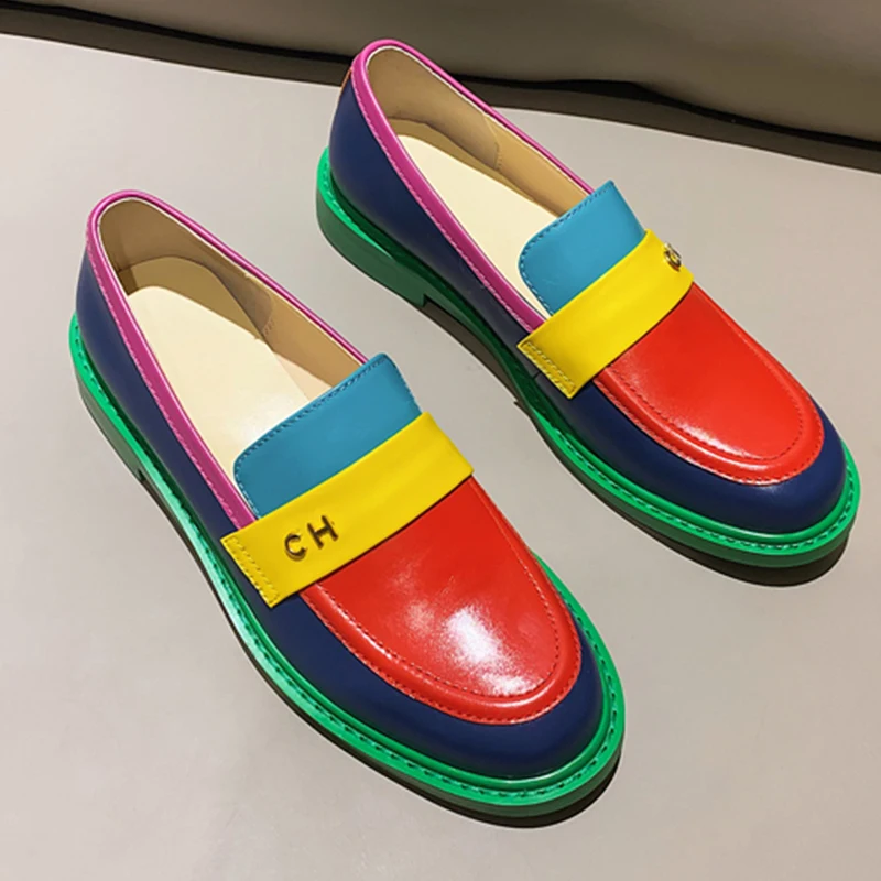 Женские Летние кожаные туфли женские броги женская обувь на плоской подошве