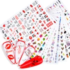 1 шт. День Святого Валентина милые наклейки из мультфильмов украшения для ногтей с буквенным принтом губ клейкие наклейки аниме Татто для маникюра