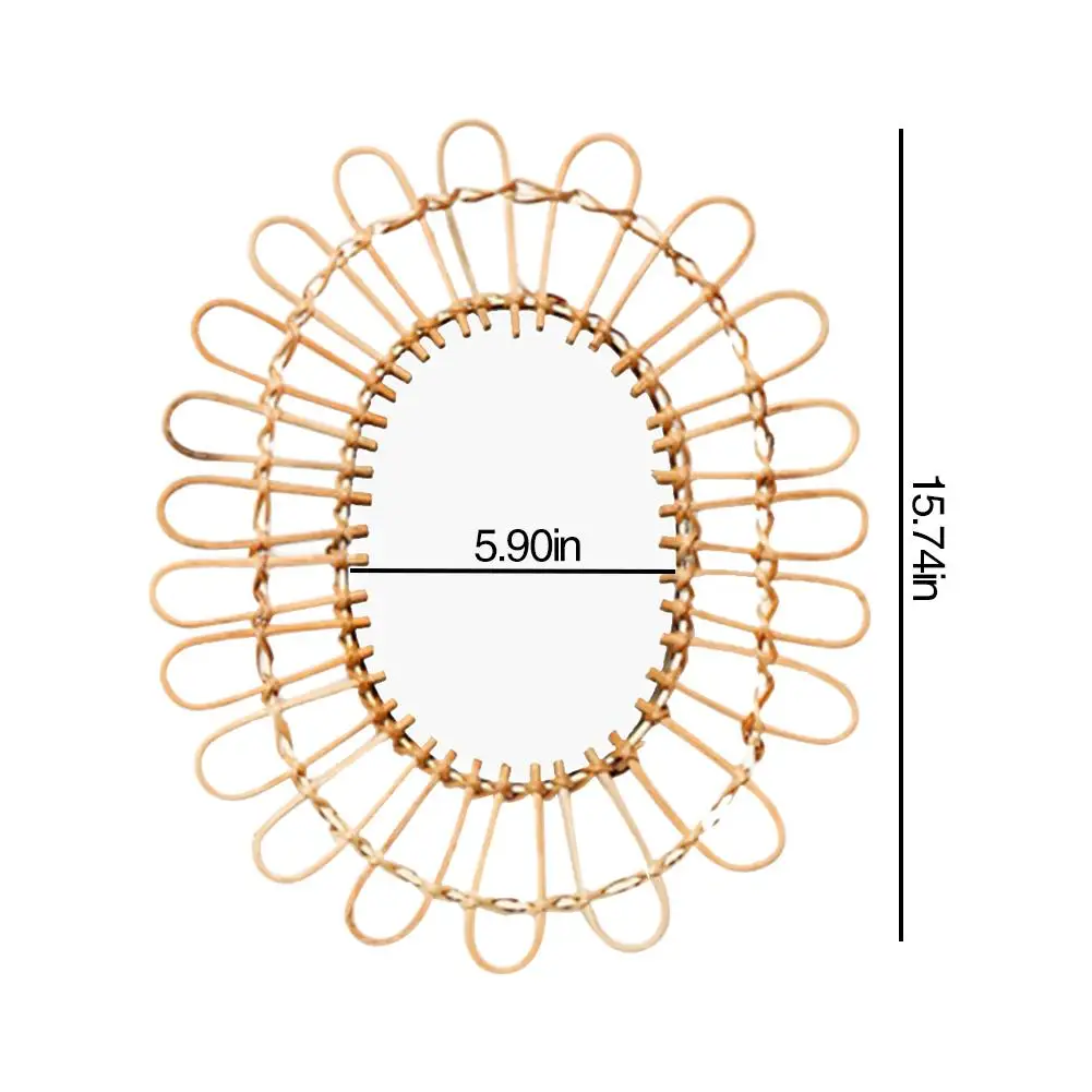 Туалетное зеркало в литературном ретро стиле из ротанга арт деко круглое для