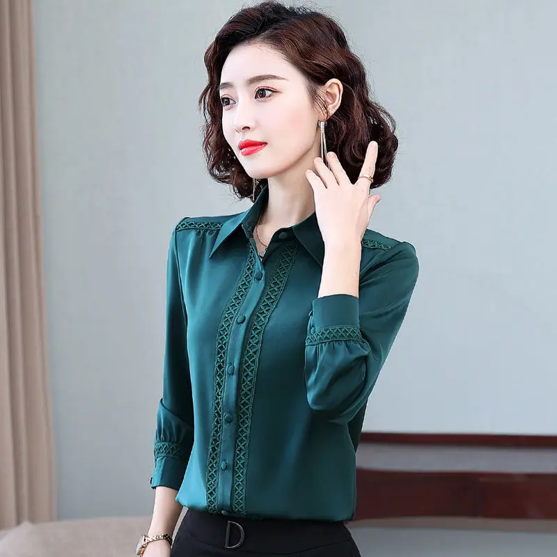 

Women's Chiffon Shirt Fashion New Design Loose Women's Shirt Long Sleeve Warm High-end Temperament Polo Shirts Blusas Mujer