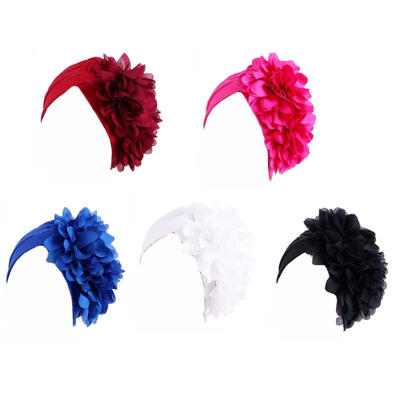 

Stylish Women Turban Hat Flower Stretchy Beanie Islamic Muslim Hijab Female L5YB