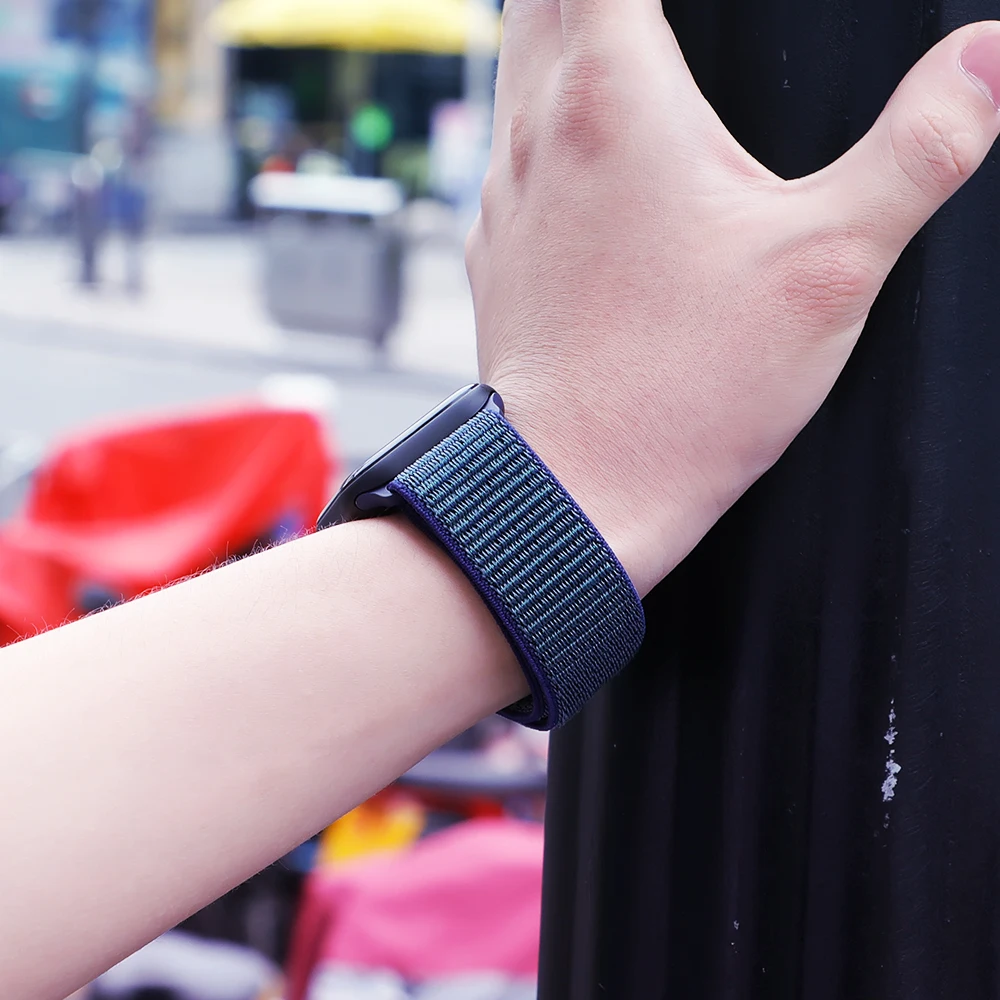 Нейлоновый ремешок для Apple Watch band 38 мм 42 iWatch 4 Band 44 40 спортивная ткань-feel браслет watch
