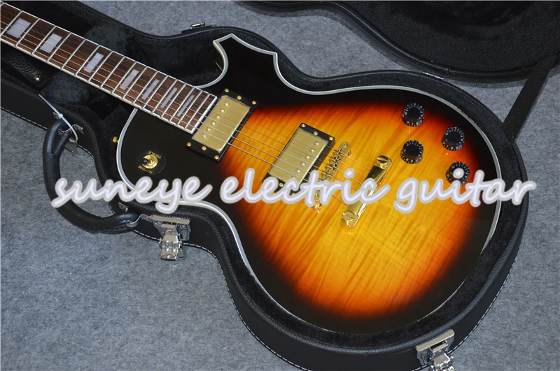 Suneye винтажная электрогитара Sunburst Tiger Grain Finish на заказ Гитара DIY Гитарный комплект