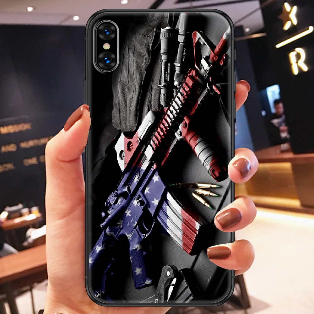 Чехол для телефона AK47 M416 M4A1 Desert Eagle Gun корпус iphone 5 5s se 2 6 6s 7 8 12 mini plus X XS XR 11 PRO MAX black 3D -