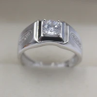 pure 925 sterling silver prong set bling zircon ring for man size from 5 to 12 wmr40