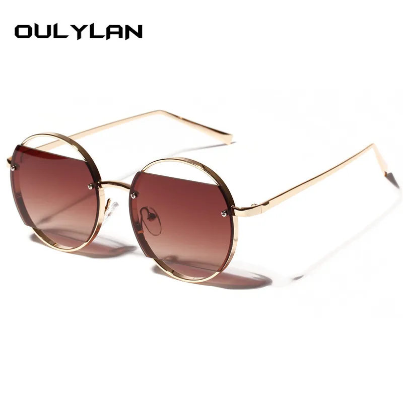 Солнцезащитные очки женские круглые в стиле ретро с градиентом и защитой