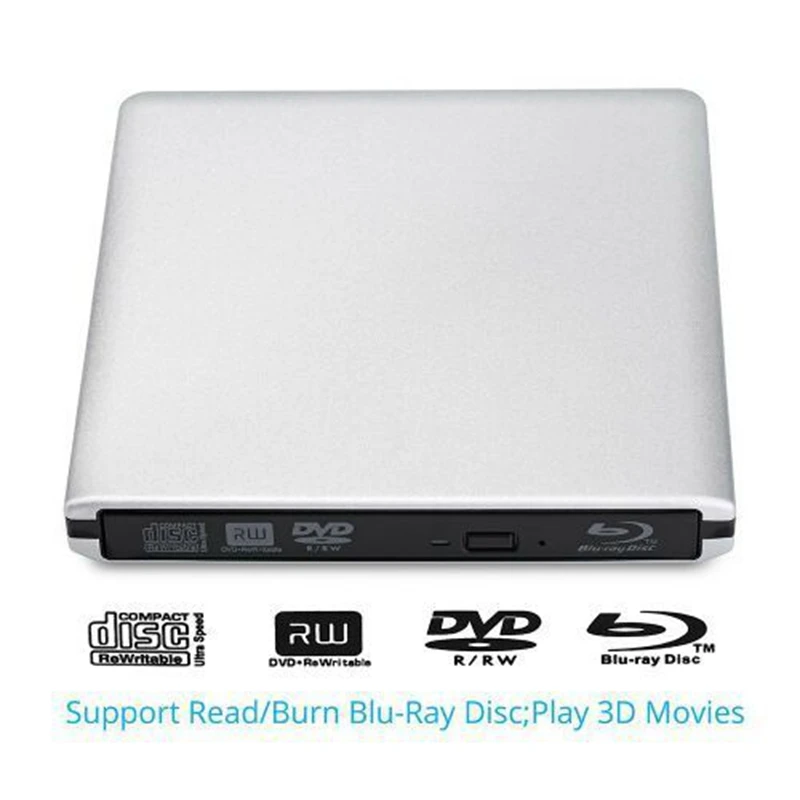 Внешний Blu Ray DVD привод 3D USB 3 0 Портативный Bluray CD горелка RW ряд для ОС Windows 7 8 10 Linxus