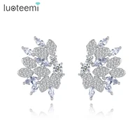 luoteemi elegant crystal stud earrings cubic zircon fashion jewellery for women girls wedding christmas gift winter brincos