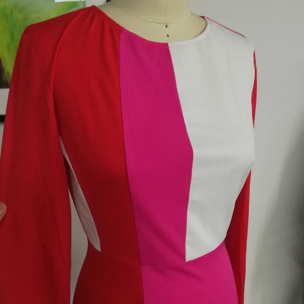 Облегающее платье миди контрастного цвета в полоску Весенние элегантные