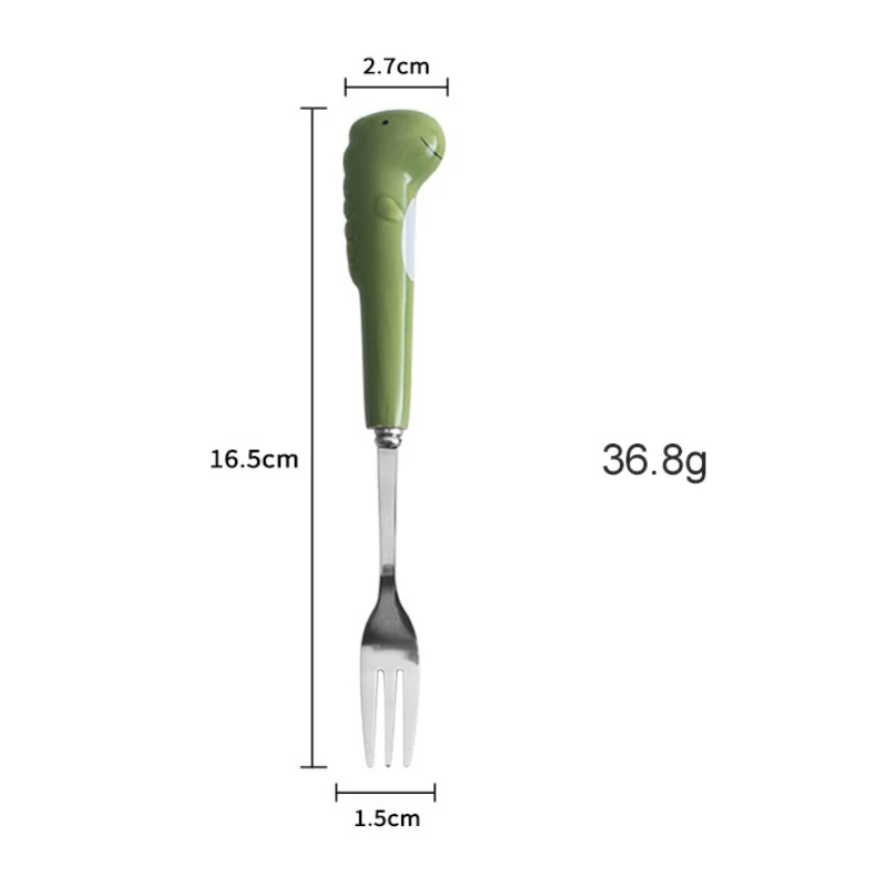 

Fruit Fork Cartoon Children Snack Cake Dessert Spoon Fork 304 Stainless Steel Animal Shape With Ceramic Handle Dinnerware Sets