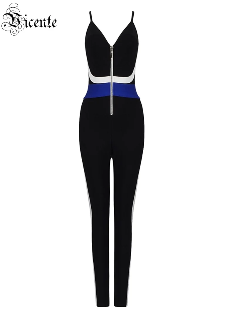 Женский комбинезон на молнии спереди с треугольным вырезом без рукавов оптовая