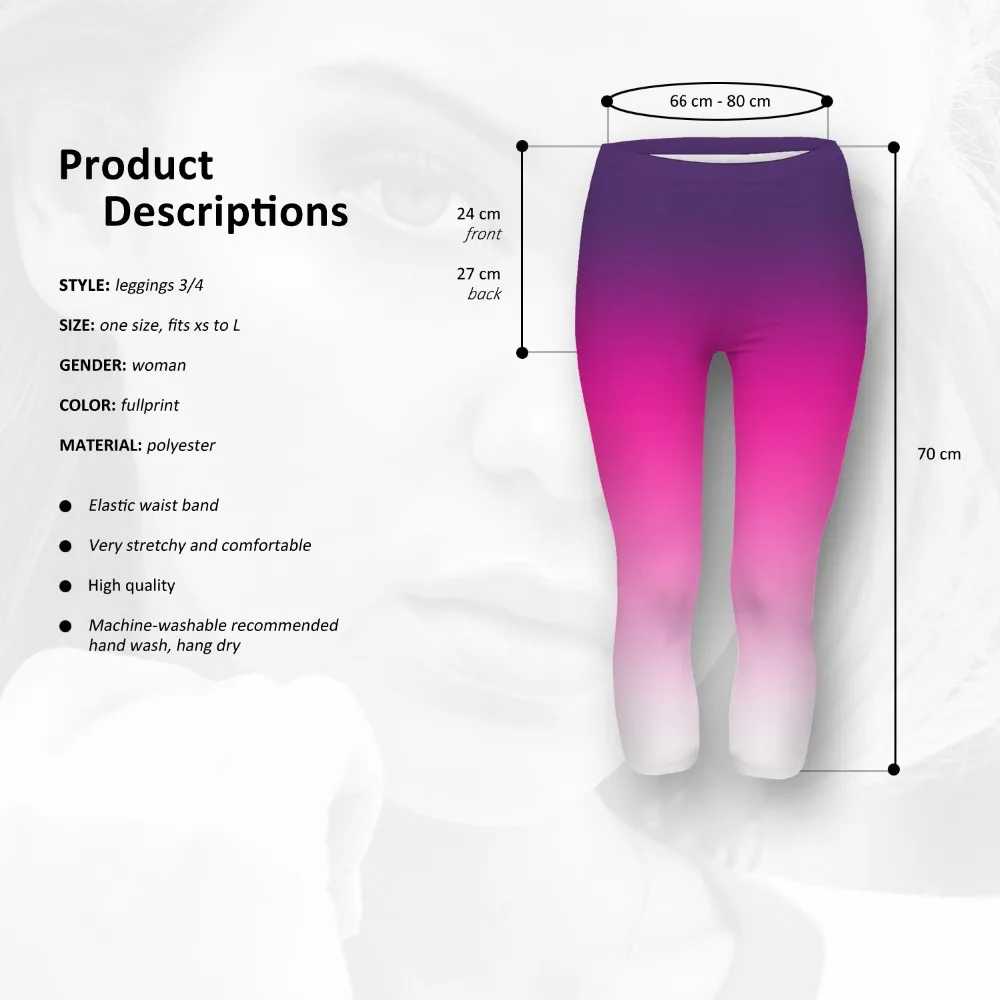 

Hot Selling Summer Gradient Color Printing Mid-Calf Pant Leggings Soft Fabric High Quality Fitness Movement Leggins Capri Pants