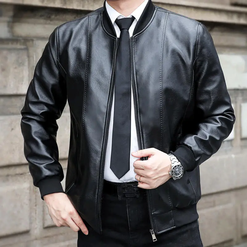 

Hot New Men Autumn Spring Leather Clothing Men's Sheep Skin Jackets Coats Male Business Casual Plus Size Genuine Leather Jacket