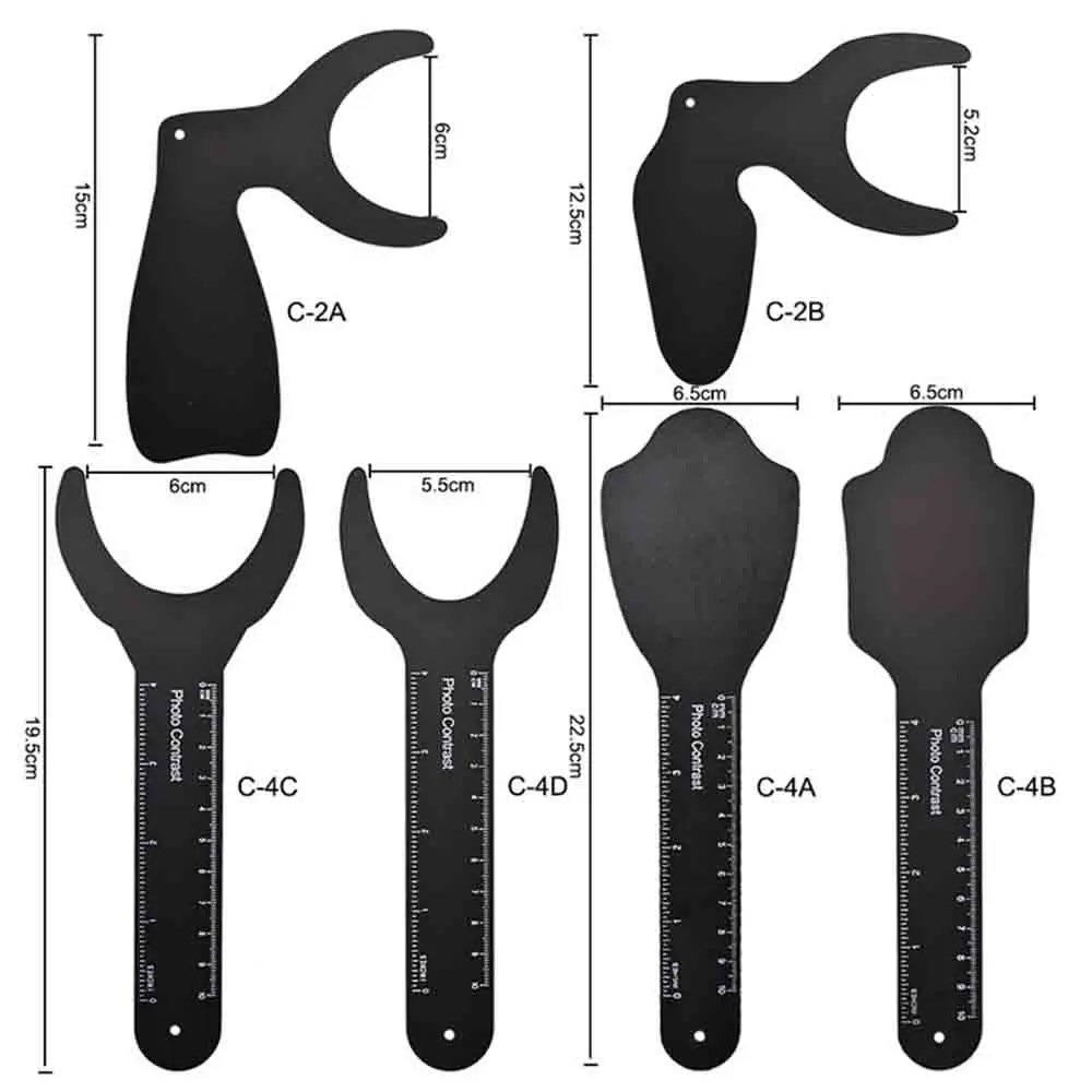 

6pcs Dental Orthodontic Black Background Photo Image Contrast Board Oral Cheek Plate Scale Mark Autoclavable Dentist Tools