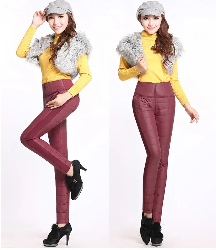 Зимние штаны, женские плотные эластичные штаны с высокой талией, плотные штаны на утином пуху, теплые плотные бархатные брюки размера плюс S-6XL