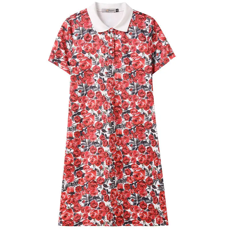

2020 summer fashion printed polo collar dress women's new fashion A-line skirt
