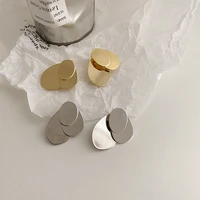 gsold new trendy simple smooth metal sheets stud earring two use simple temperament foil earring women fashion party jewelry