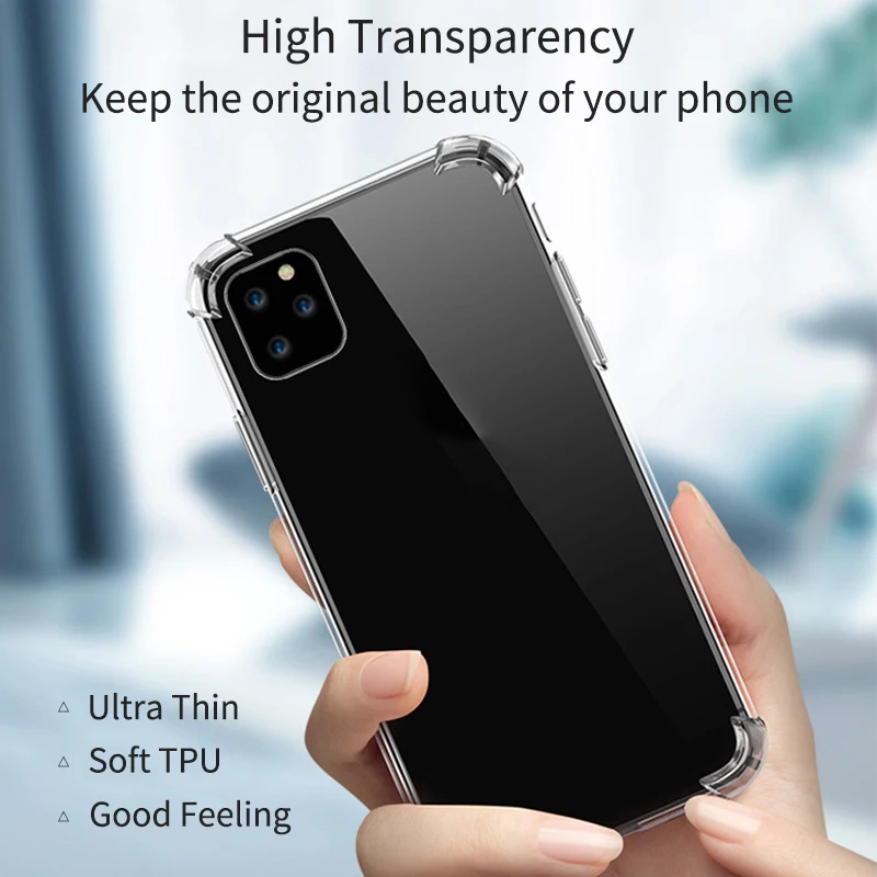 Для iPhone 11 6 1 дюймов чехол для телефона Прозрачный бампер мягкий ударопрочный из