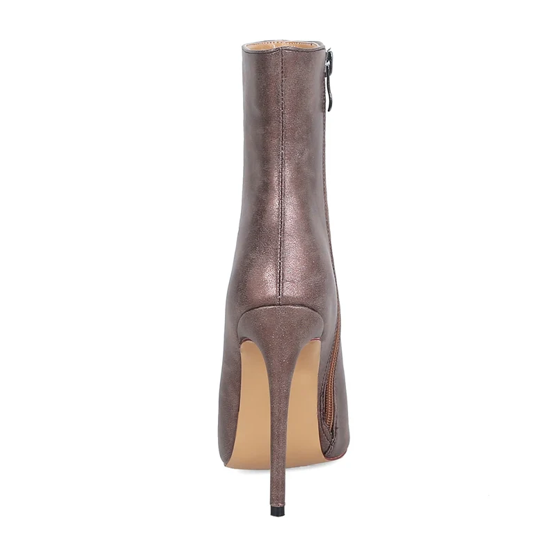 

Plus Size 33-45 Winter Women Ankle Boots Extreme 12cm High Heels Casual Stiletto Glitter Shoes Lady Chelsea Gold Silver Boots