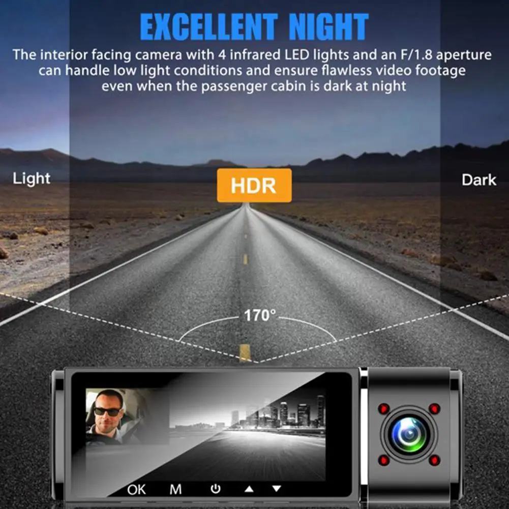 Автомобильный видеорегистратор с двумя камерами встроенный и передний рекордер