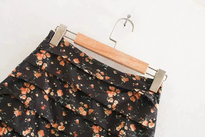 

Skirts Women Summer New European and American Women's Clothing Printed Pleated Skirt Vacation Style