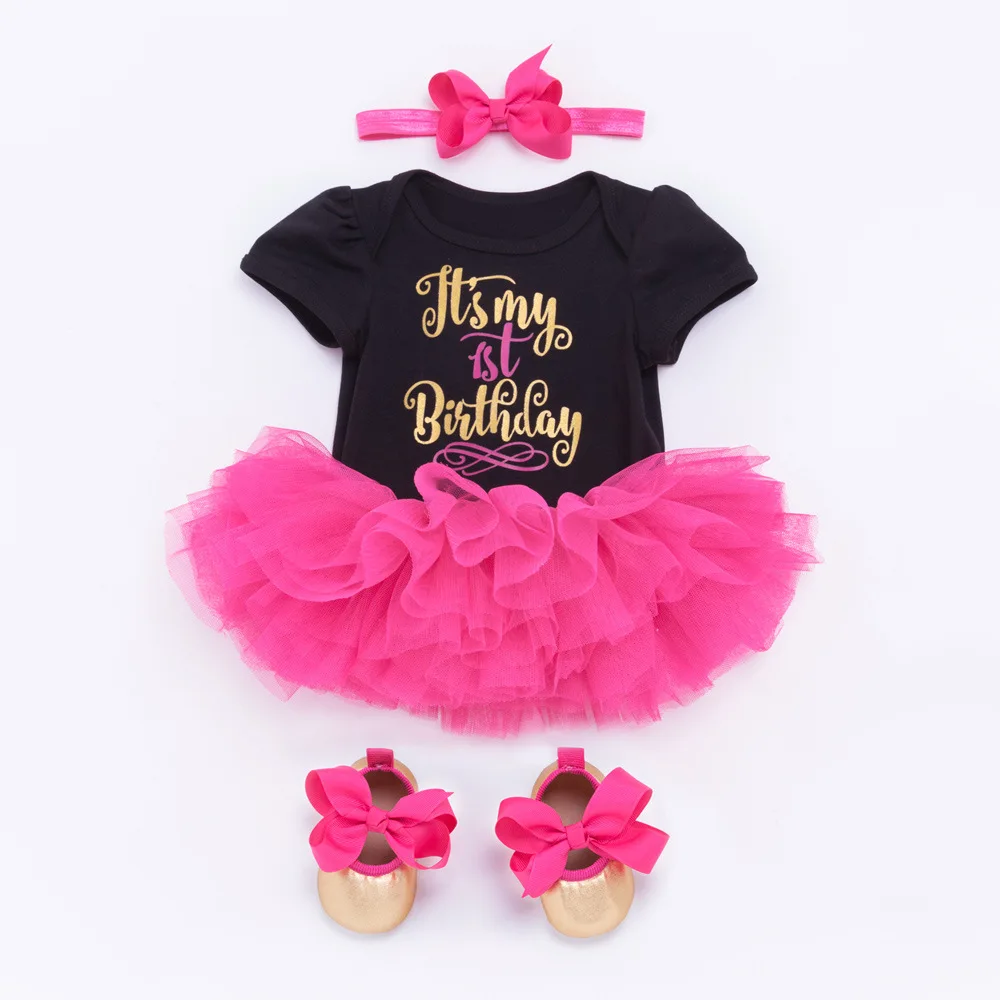 

Baby Girl Clothes 1st Birthday Girl Princess Tutu Dress Two Birthday Cake Smash Outfits Romper Sets Red Infant Party Dresses New