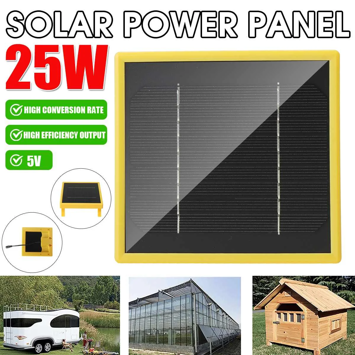 

25W Mini Solar Panel Portable 5V PET Solar Cell DIY Cable Waterproof Outdoor Rechargeable Power System With 3m Cable For Lamps