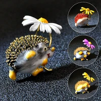 lovely flower hedgehog brooches women 8 colors animal pet party office causal brooch pins gifts with chamomile