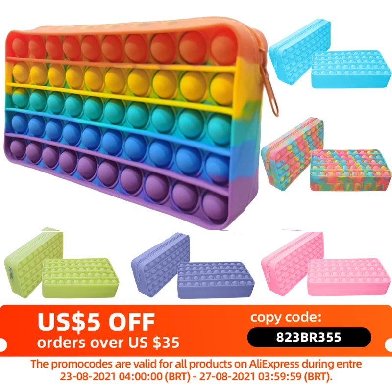 

New Estourar Push Bubble Fidget Toys Pencil Case Children Stress Relief Squeeze Toy Antistress Soft Squishy Kids Toys Gifts