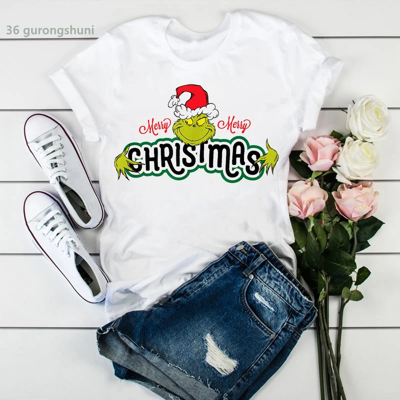 

2020 hot sale funny t-shirt Women Cute graphic t shirt femme Harajuku Shirt Women Christmas tshirt Clothi