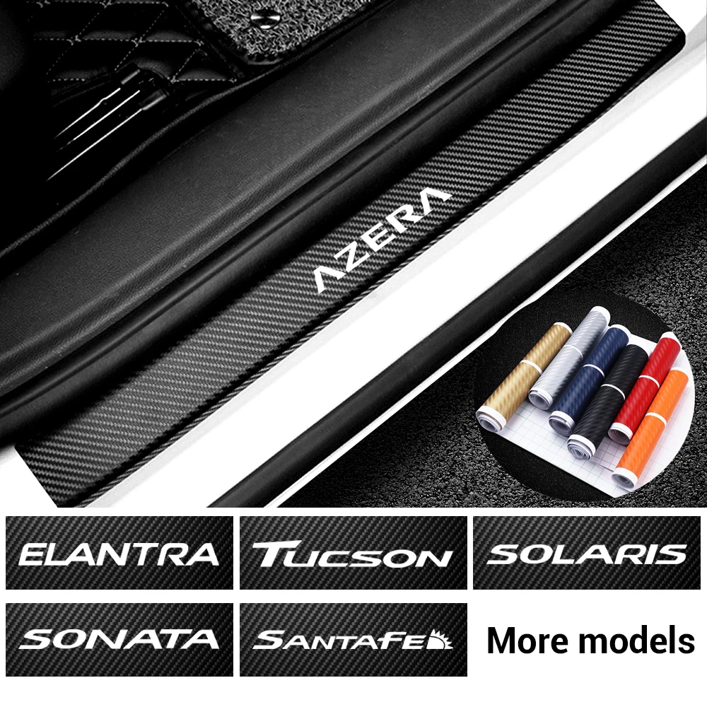 

4PCS Car Door Sill Trim Sticker for Hyundai Tucson Solaris Sonata Accent Elantra Santafe Veloster Genesis Azera GDI i30 ix35 i10