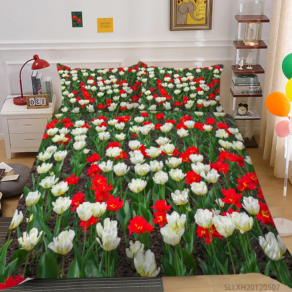 

3D Purple Flowers Bedding Set Floral Duvet Cover Set 2/3 Pcs King Queen Child Kids Girls Bedroom Decoration Dropship