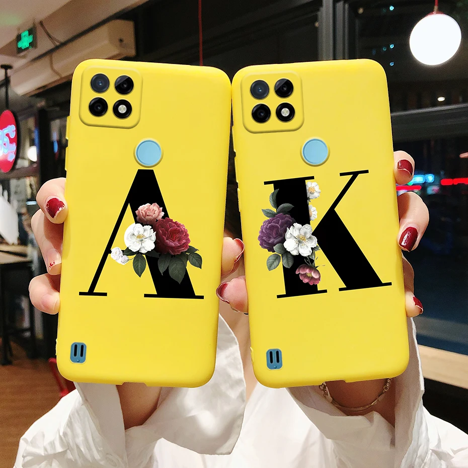 for oppo realme c21y case letter monogram flower soft slim phone cover for realme c21y c21 y rmx3261 realmec21y c 21y coque case free global shipping